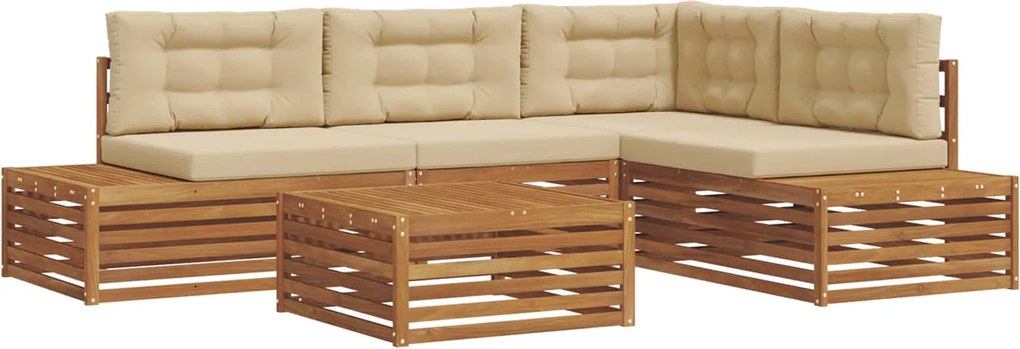 vidaXL Set de canapele de exterior cu pernă 5 Bucată Natural și Bej