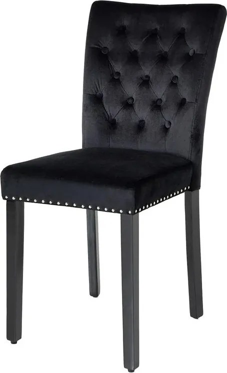 Set 2 scaune Stil Baroc, Catifea, Negru, CASTLE