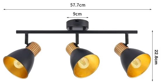 Brilagi - Spot de tavan ODENSE, 3x E14/10W/230V, lemn/negru