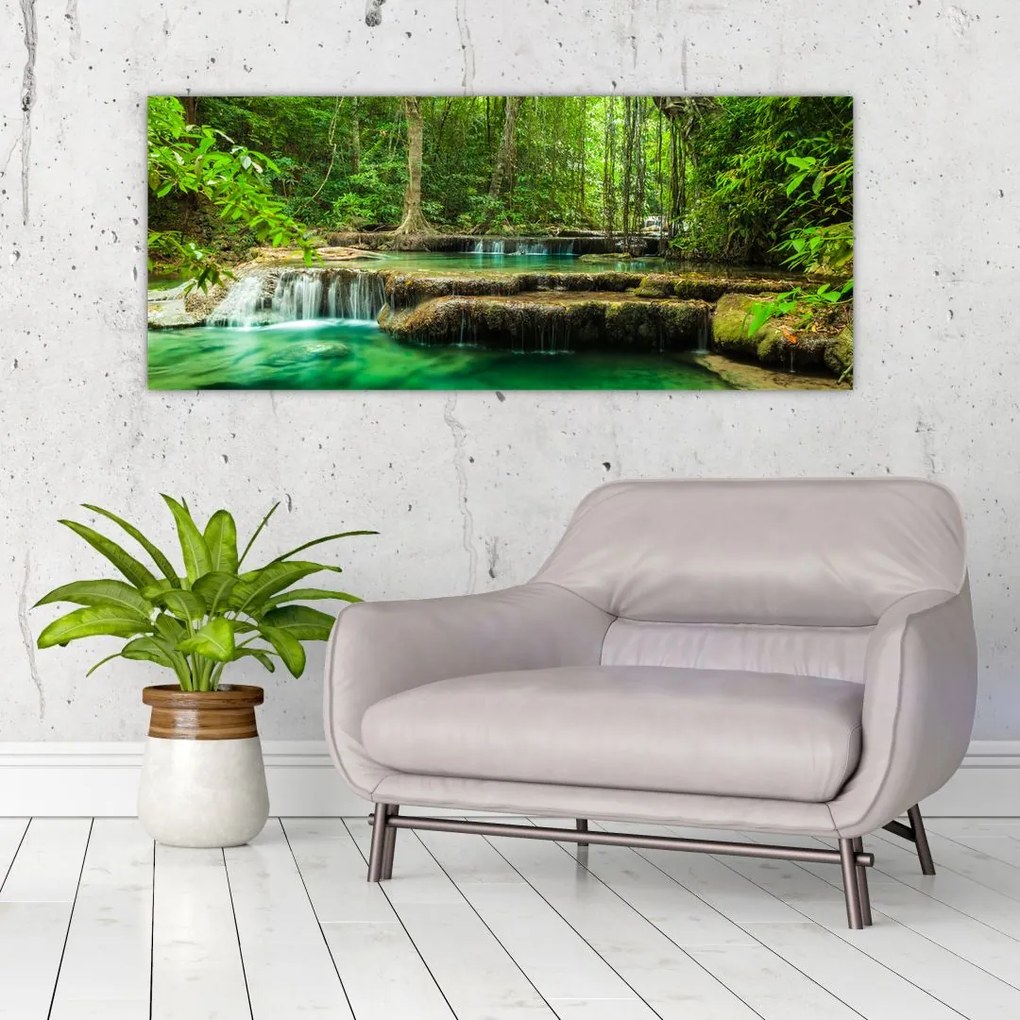 Tablou - Cascada Erawan din Kanchanaburi, Thailanda (120x50 cm)