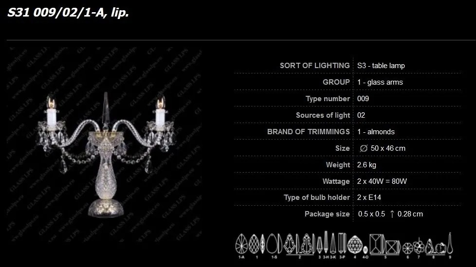 Veioza, lampa de masa cristal Bohemia S31 009/02/1-A