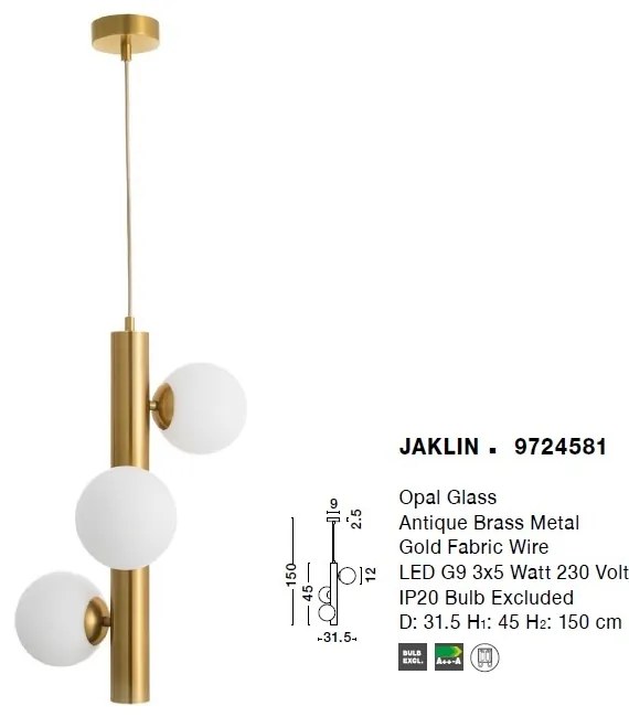 Lustra / Pendul design modern Jaklin 3L alama antique NVL-9724581