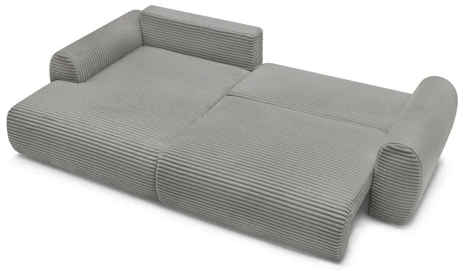 Colțar gri închis extensibil cu tapițerie din catifea reiată (cu colț pe partea stângă ) Lucien – Bobochic Paris