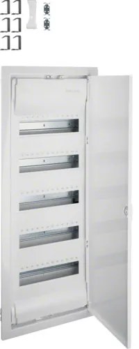 Tablou 60 module cu usa metalica, montaj incastrat(ST), alb, usa mata alba, Hager