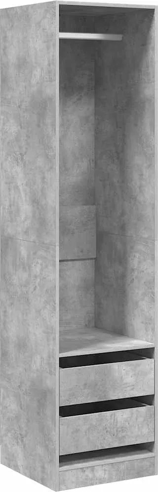 vidaXL Șifonier cu sertare, gri beton, 50x50x200 cm, lemn prelucrat