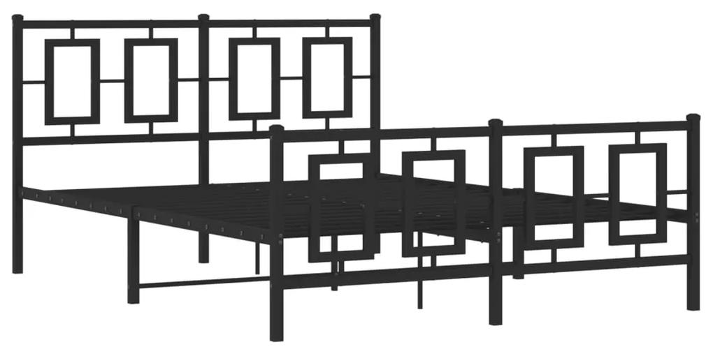 374258 vidaXL Cadru pat metalic cu tăblie de cap/picioare, negru, 135x190 cm