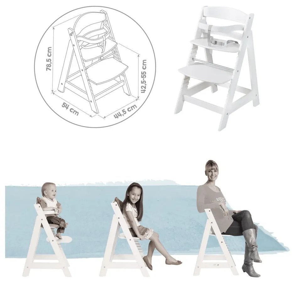 Scaun de masă pentru bebe alb Grow-Along – Roba