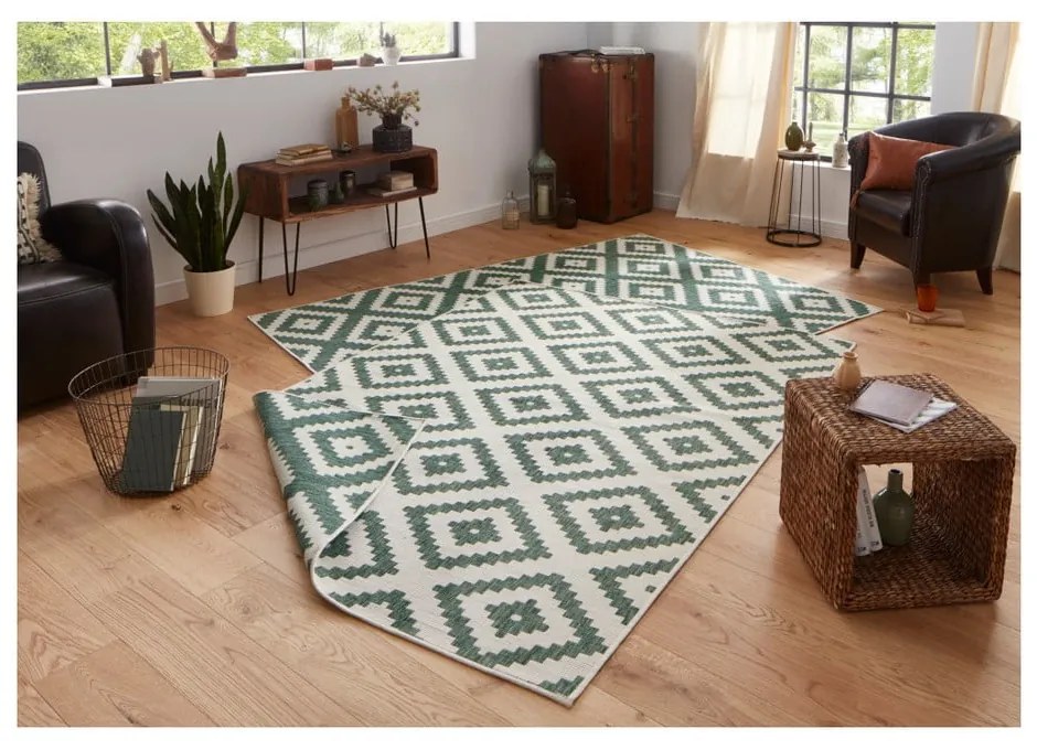 Covor adecvat pentru exterior NORTHRUGS Malta, 120 x 170 cm, verde - crem