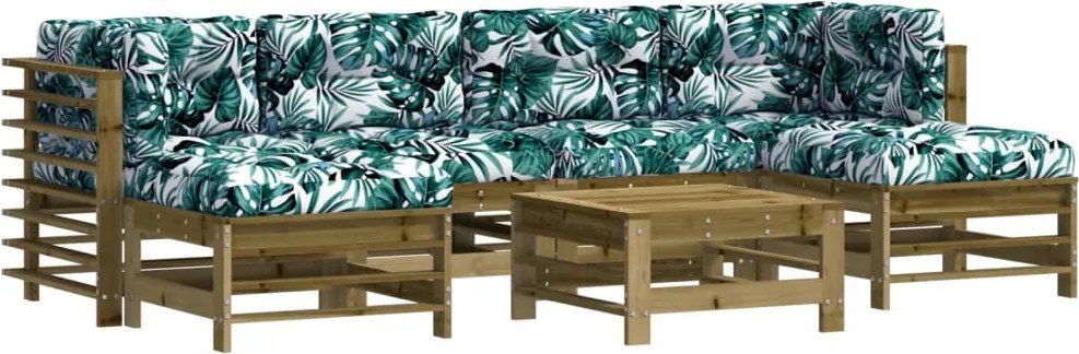 vidaXL Set mobilier de grădină cu perne, 7 piese, lemn de pin tratat