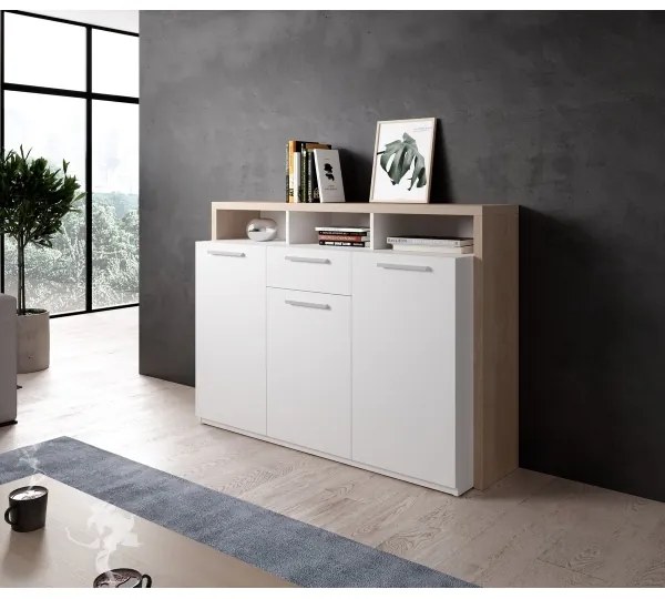 Comodă LEBY stejar sonoma/alb