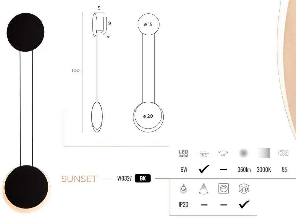 Aplica de perete LED design modern SUNSET