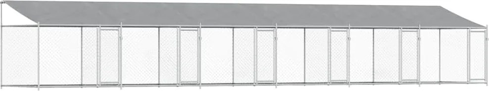 vidaXL Cușcă câini cu acoperiș și uși, gri, 12x2x2 m, oțel galvanizat