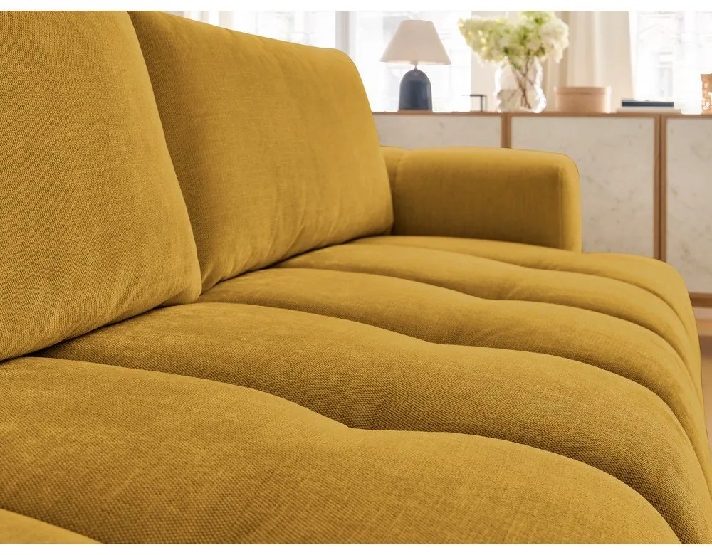 Canapea galben-muștar extensibilă/cu spațiu de depozitare 251 cm Fuji – Bobochic Paris
