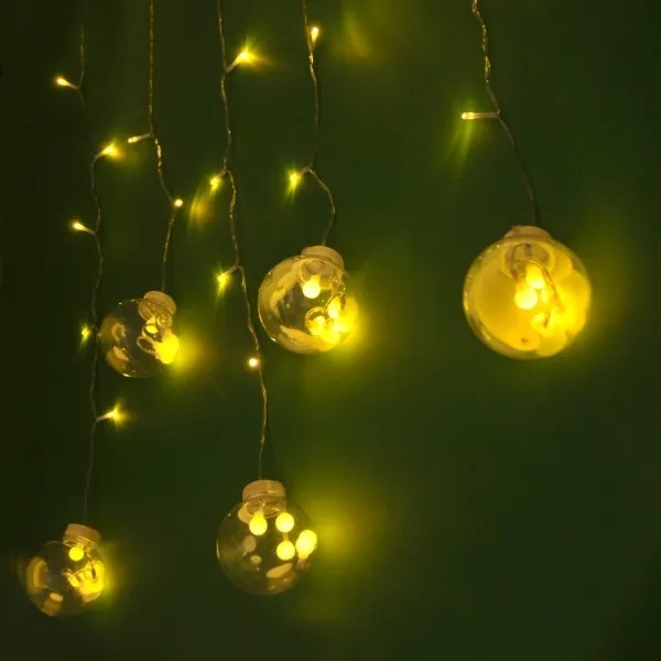 Perdea LED de Crăciun WISH BALLS 108xLED/8 funcții 4,5 m alb cald