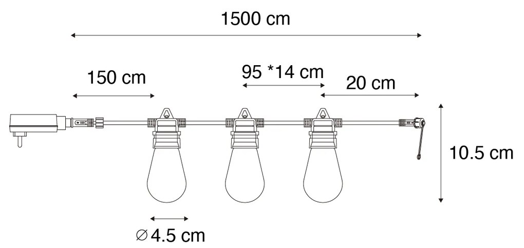 Ghirlandă luminoasă LED inteligentă 15 metri 15 lumini opal RGBW IP44 - Chill