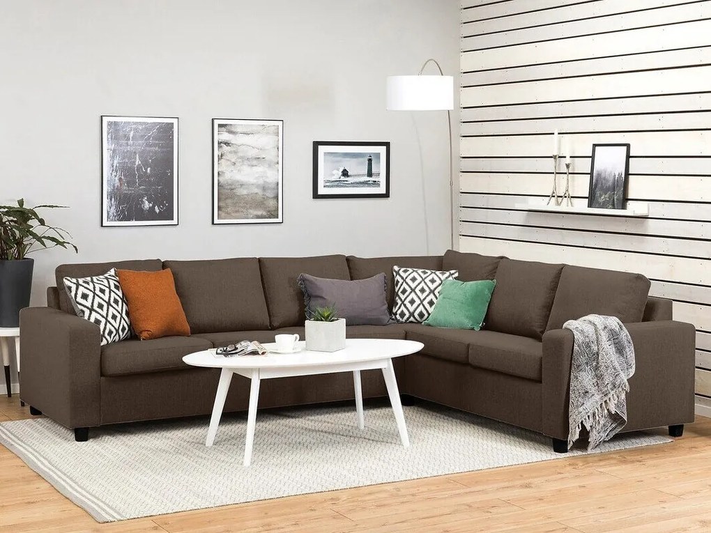 Colțar Scandinavian Choice C156Maro, Negru, 284x223x80cm, Picioare: Plastic