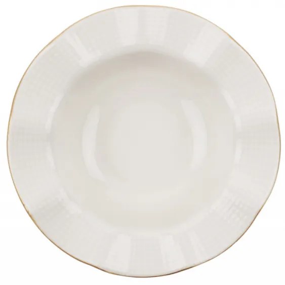 Serviciu de masa, Portelan, 24 de Piese, Culoare Crem / Auriu