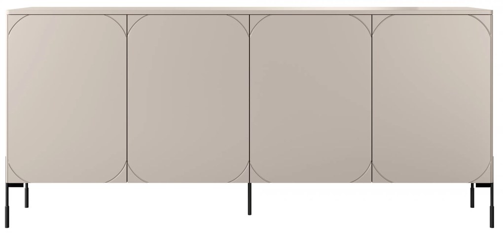 Comodă Sonatia 200 cm cu patru uși - casmir cu picioare negre