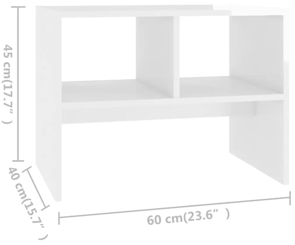 Masa laterala, alb extralucios, 60x40x45 cm, PAL 1, Alb foarte lucios