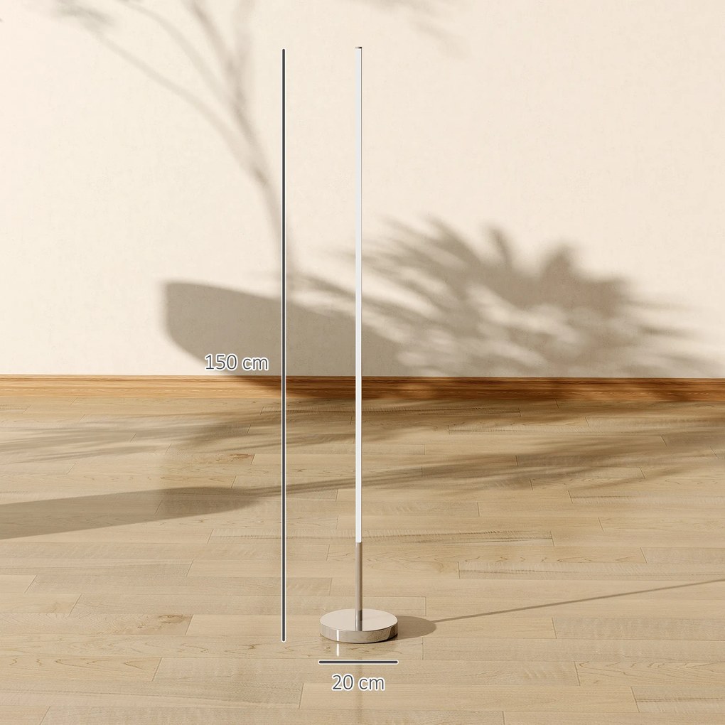 HOMCOM Lampă de Podea LED Reglabilă cu Telecomandă de 150cm Înălțime, Argintiu | Aosom Romania