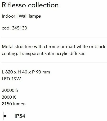 Aplica LED pentru oglinda baie IP54, RIFLESSO AP D82 crom