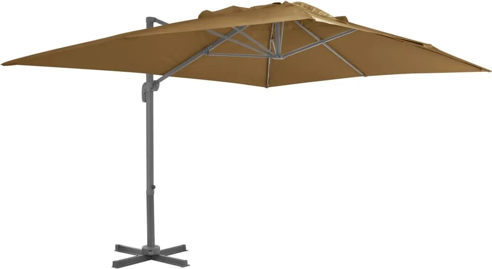 vidaXL Umbrelă de grădină în consolă cu stâlp din aluminiu 400x300 cm, gri taupe