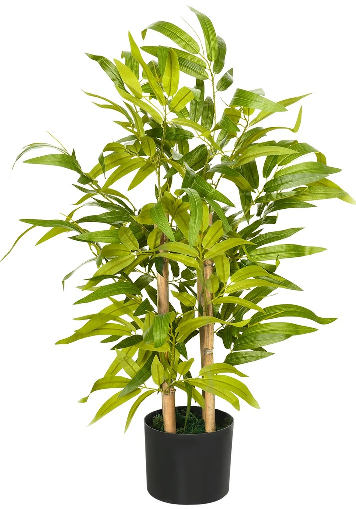 HOMCOM Bambus artificial plante artificiale înălțime 60 cm - trunchi ramuri mușchi frunze mare realism ghiveci inclus | Aosom Romania