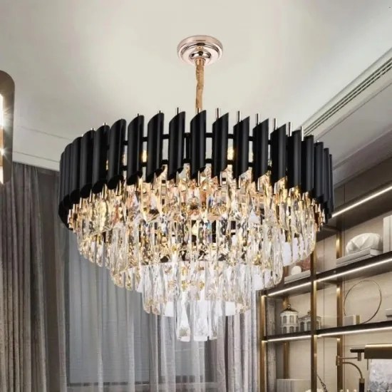 Candelabru Cristal Elit's Esn600, Negru cu Auriu