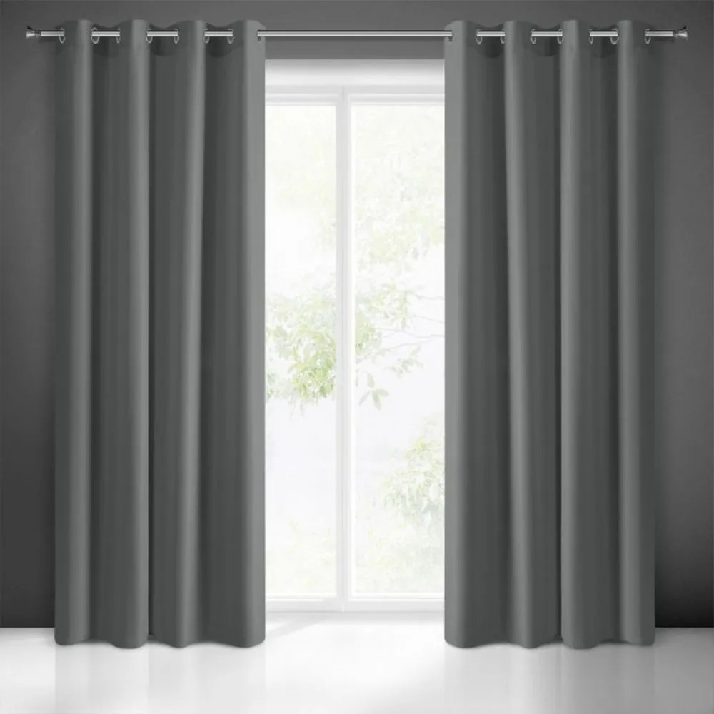 Draperie gri închis, cu agățare pe inele 175 cm