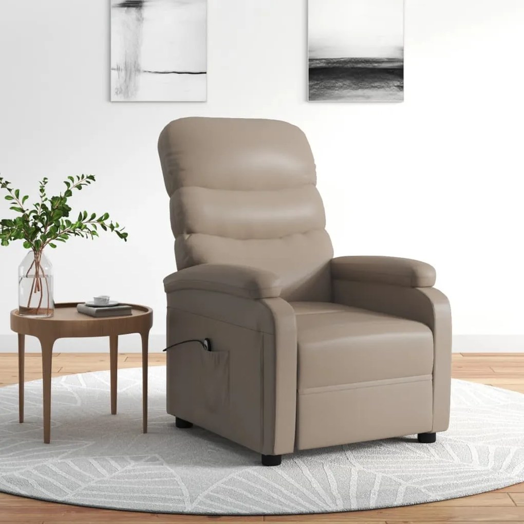 3073676 vidaXL Fotoliu rabatabil electric, cappuccino, piele ecologică