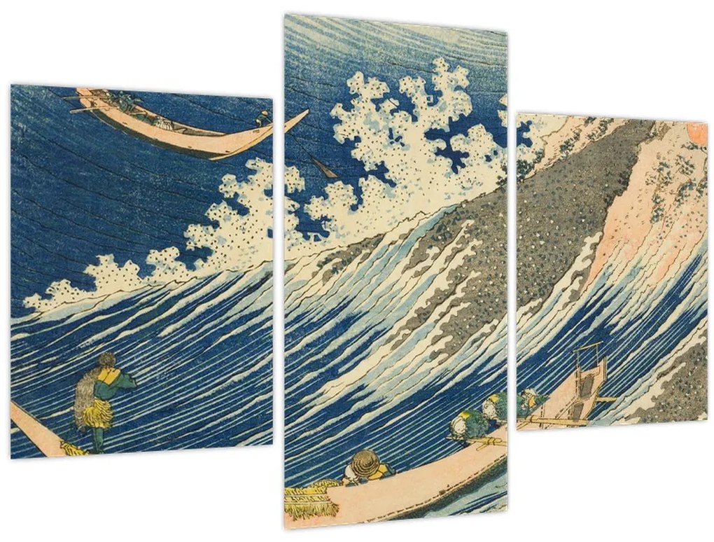 Tablou - Katsushika Hokusai, Fishing Boats at Choshi in Shimosa (Soshu Choshi) , reproducere (90x60 cm)