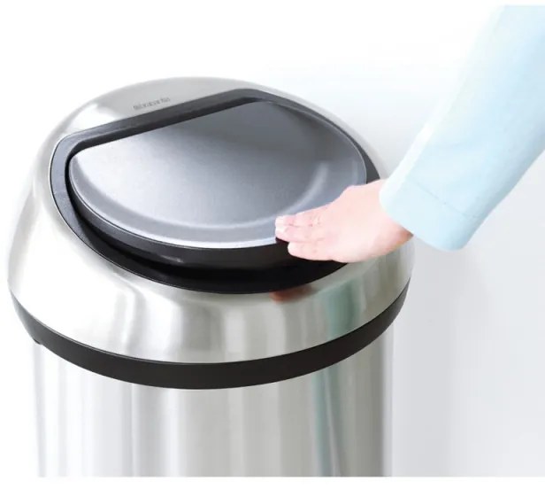 Cos de gunoi Brabantia Touch Bin 647251, 60 L, Deschidere lina si silentioasa, Negru/inox