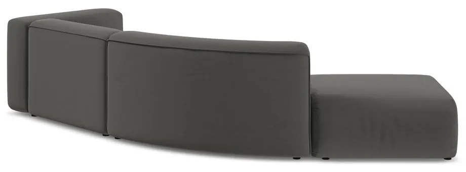 Șezlong gri cu tapițerie din catifea (cu colț pe partea stângă) Ekahi – Makamii