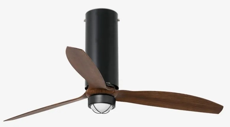 Lustra cu Ventilator si telecomanda TUBE FAN M negru mat/maro