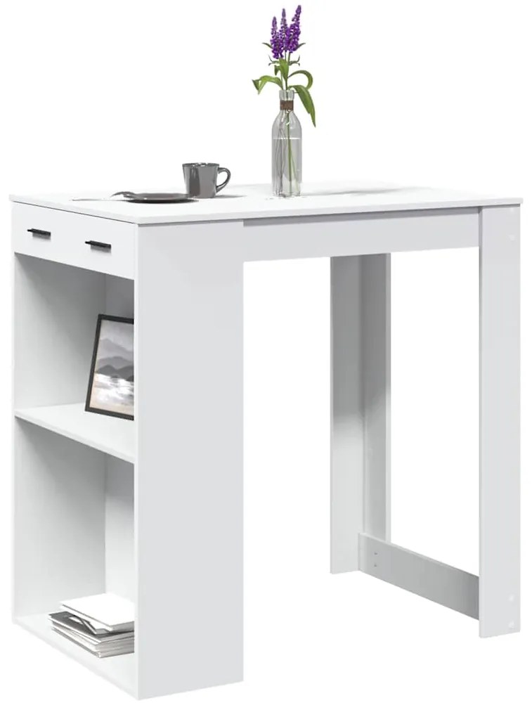 vidaXL Masă de bar, alb, 102x70x103,5 cm, lemn prelucrat