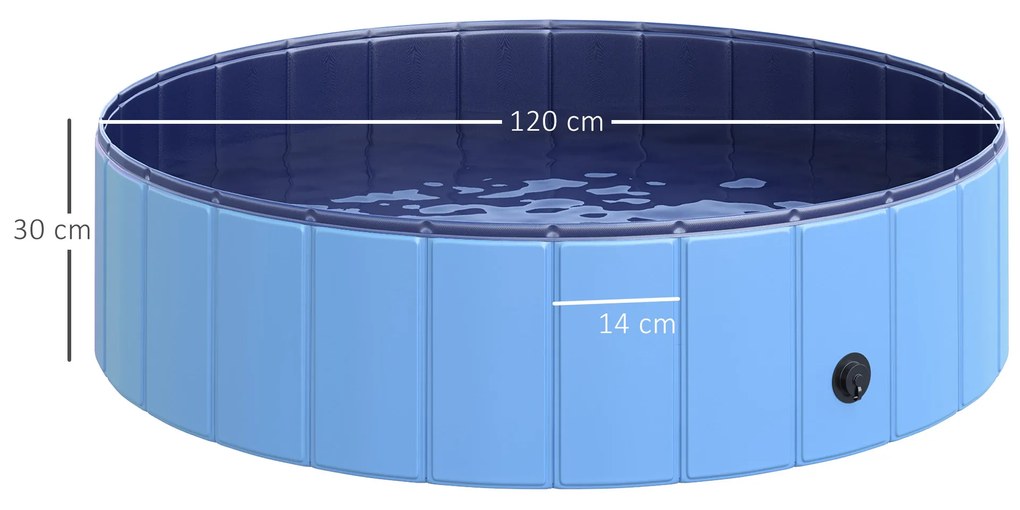 PawHut Piscină Portabilă pentru Câinele Tău, Margine Stabilă, Ușor de Curățat, Albastră, 120x30cm | Aosom Romania