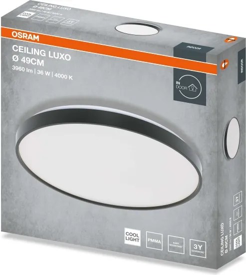 Osram - Plafonieră LED CEILING LUXO, 36W, 230V, Ø 49 cm, negru