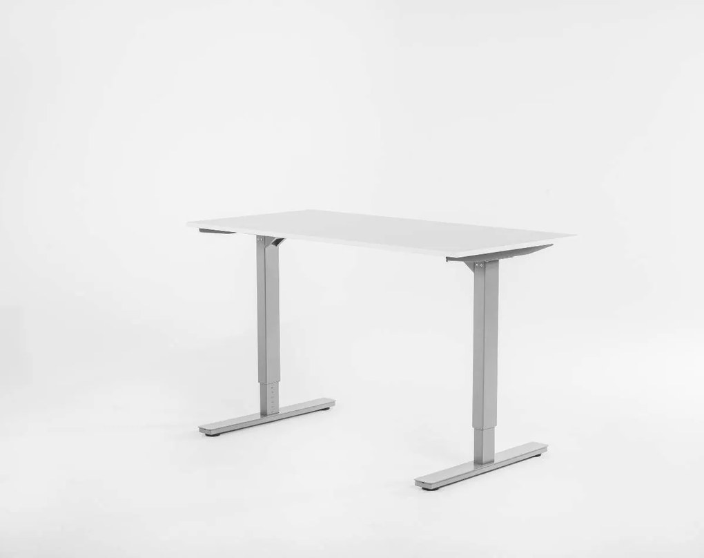 Birou reglabil manual, control cu manivelă, 80 kg - Standard - 1200x650x18 - Gri - Alb