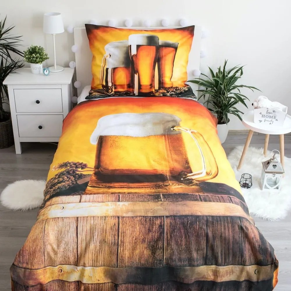 Lenjerie de pat chihlimbar din bumbac pentru pat de o persoană 140x200 cm Beer – Jerry Fabrics