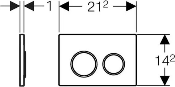 Buton de activare Geberit Omega20 115.085.KH.1, 21,2 x 14,2 cm, crom lucios / crom mat