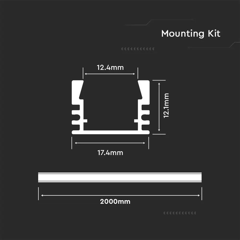 Profil Banda LED, Aplicat (PT), Aluminiu + Alb Mat, 2m