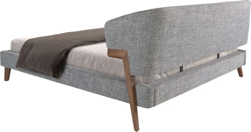 Pat dublu tapitat design LUX Grey-Walnut, 180x200cm