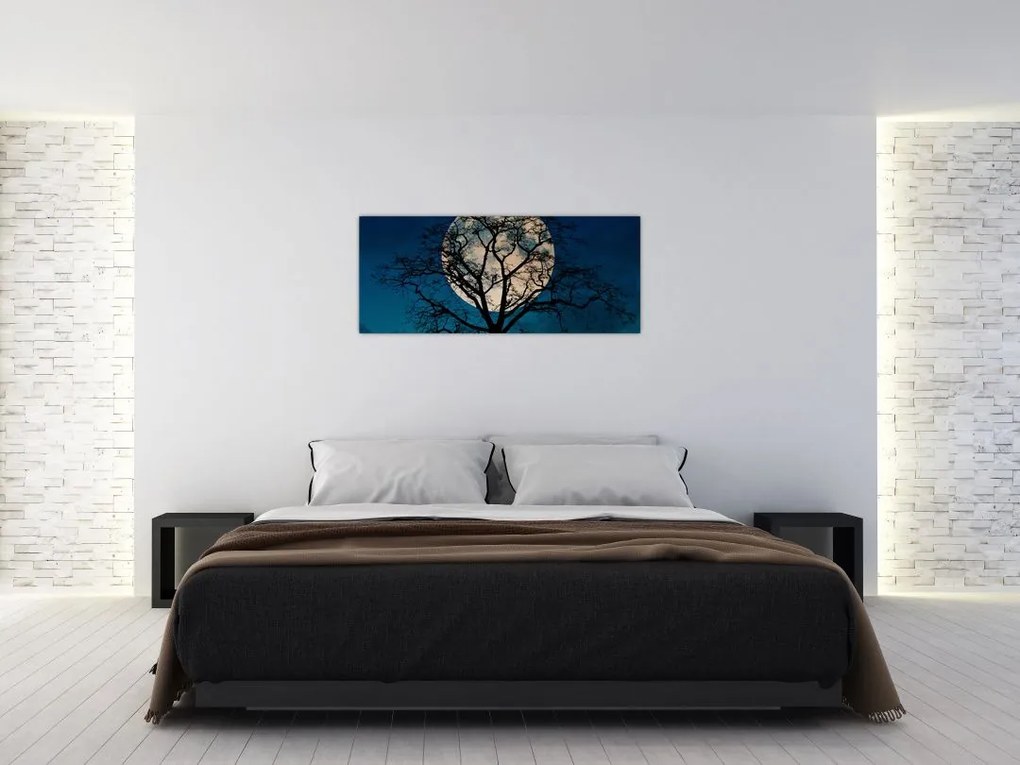 Tablou copacului cu lună plină (120x50 cm)