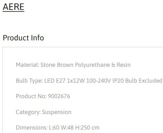 Lustra suspendata design modern, Stone Brown, AERE, L 60cm