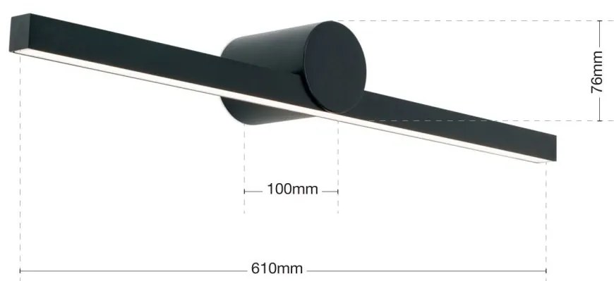 Aplica LED pentru baie moderna IP54 BEAUTY L-61cm negru
