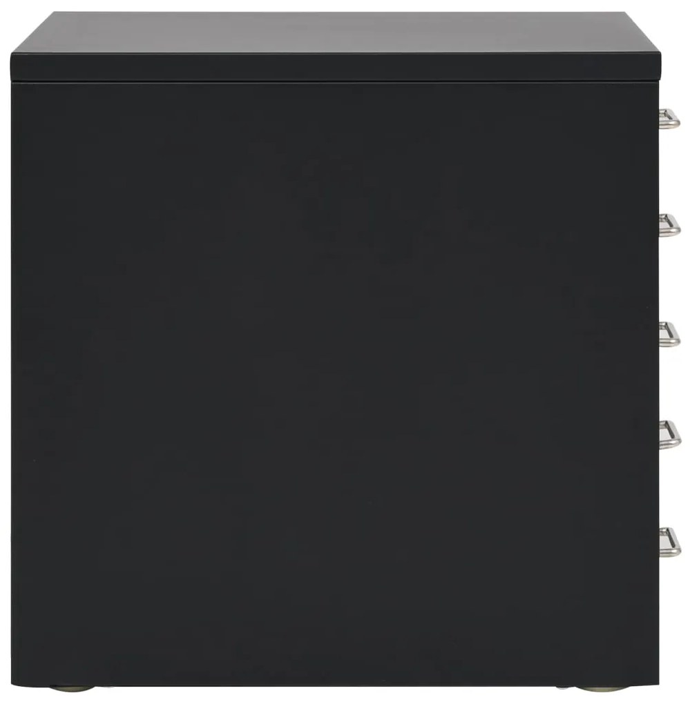 Fiset cu 5 sertare, metal, 28 x 35 x 35 cm, negru Negru