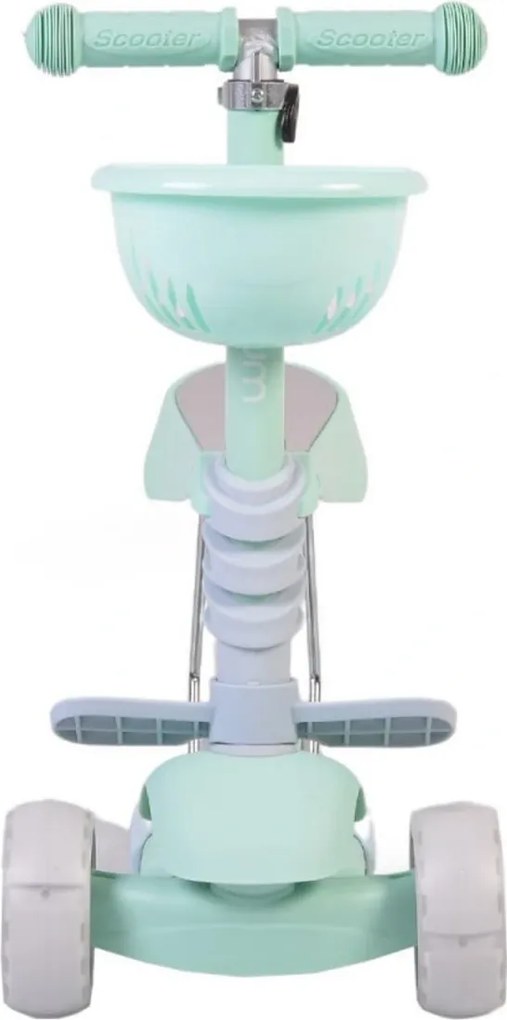 Tricicleta evolutiva 2 in 1 transformabila in trotineta NOVOKIDS™ BubbleGum , Max 40 kg, Roti din silicon cu LED, Maner de impins pentru parinti