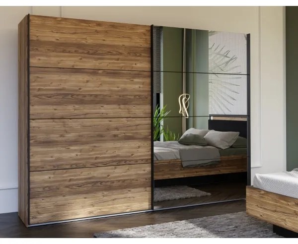 Dulap OREN cu oglindă, 270x210 cm, stejar artisan