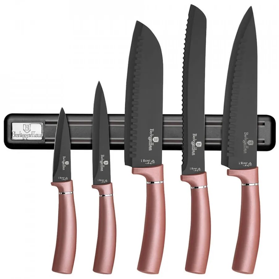 Set cutite otel inoxidabil cu suport magnetic (6 piese) I-Rose Collection Berlinger Haus BH 2538A