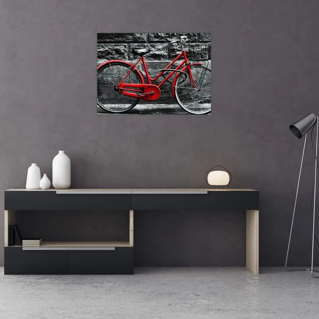 Tablou pe sticlă - Bicicleta istorică (70x50 cm)